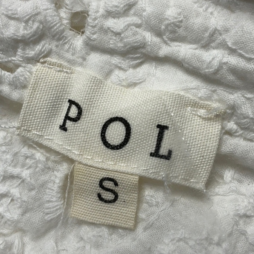 POL White Cotton Eyelet Button Down Textured Blouse - Picture 4 of 8